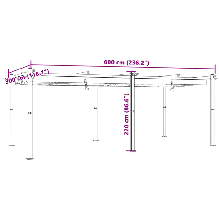 Foișor de grădină, acoperiș retractabil, crem, 3x6 m, aluminiu - WALTI WALTI