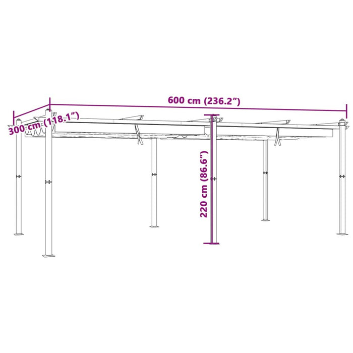 Foișor de grădină, acoperiș retractabil antracit 3x6 m aluminiu - WALTI WALTI