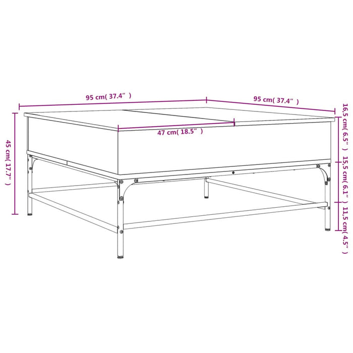 Măsuță de cafea, gri sonoma, 95x95x45 cm, lemn prelucrat/metal - WALTI WALTI