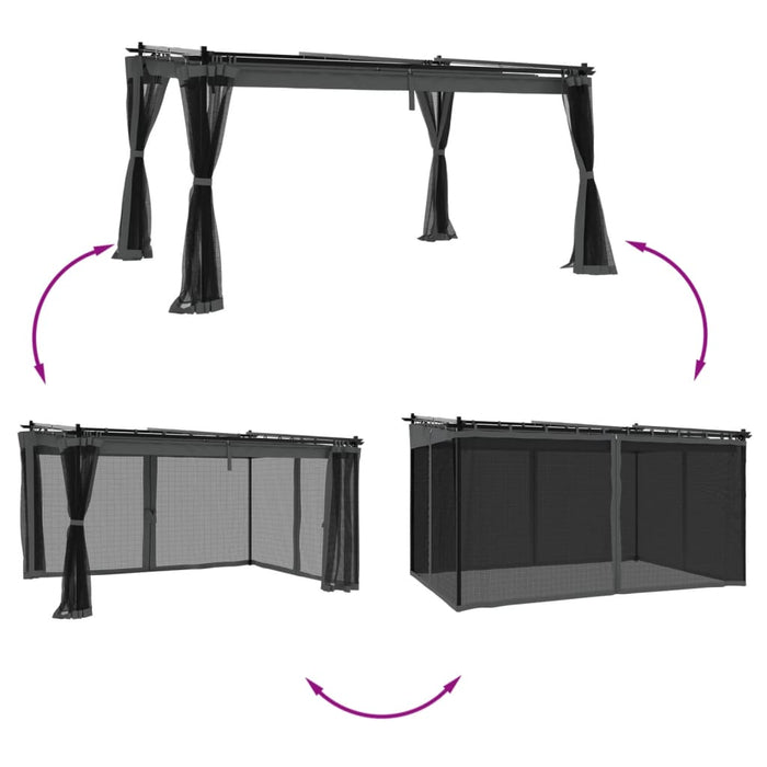 Foișor cu pereți din plasă, antracit, 4x3 m, oțel - WALTI WALTI