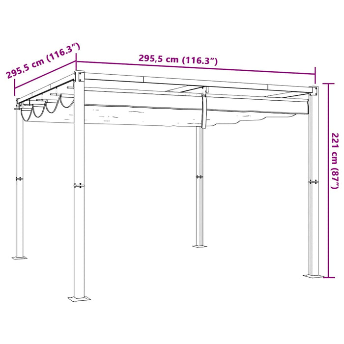 Foișor de grădină cu acoperiș retractabil Taupe 3x3 m oțel - WALTI WALTI