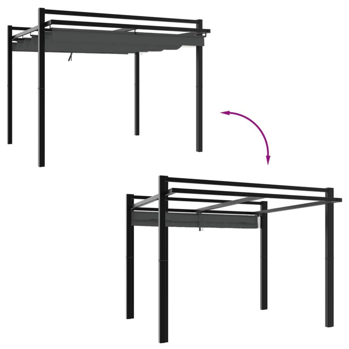 Foișor de grădină acoperiș retractabil antracit 3x3 m aluminiu - WALTI WALTI
