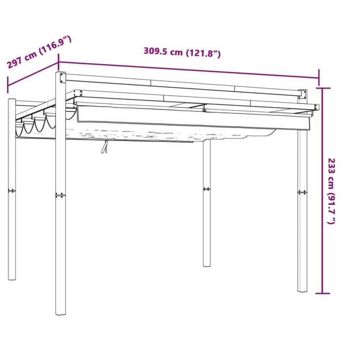 Foișor de grădină acoperiș retractabil antracit 3x3 m aluminiu - WALTI WALTI