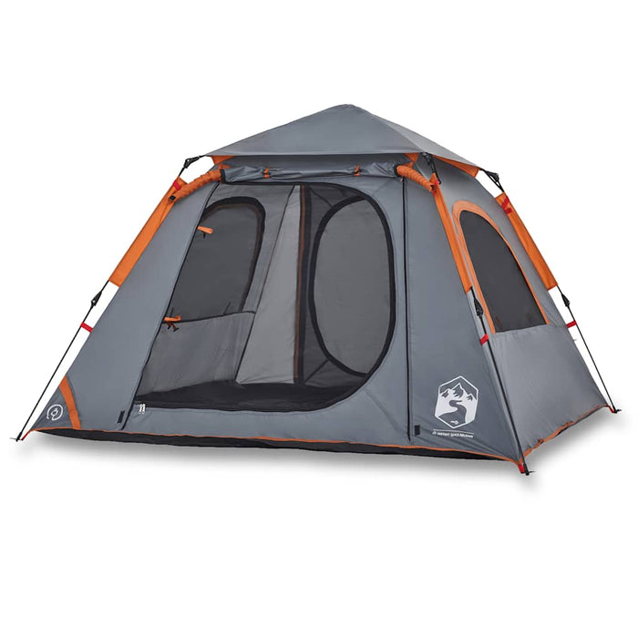 Cort camping cupolă 4 persoane, gri/portocaliu, setare rapidă - WALTI WALTI