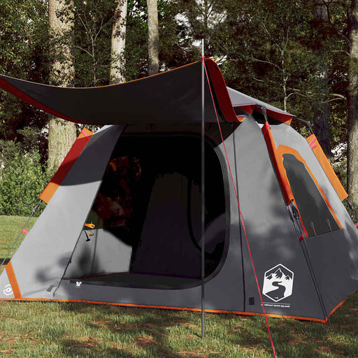 Cort camping cupolă 4 persoane, gri/portocaliu, setare rapidă - WALTI WALTI