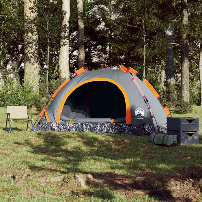 Cort de camping, 3 persoane, gri/portocaliu, setare rapidă - WALTI WALTI