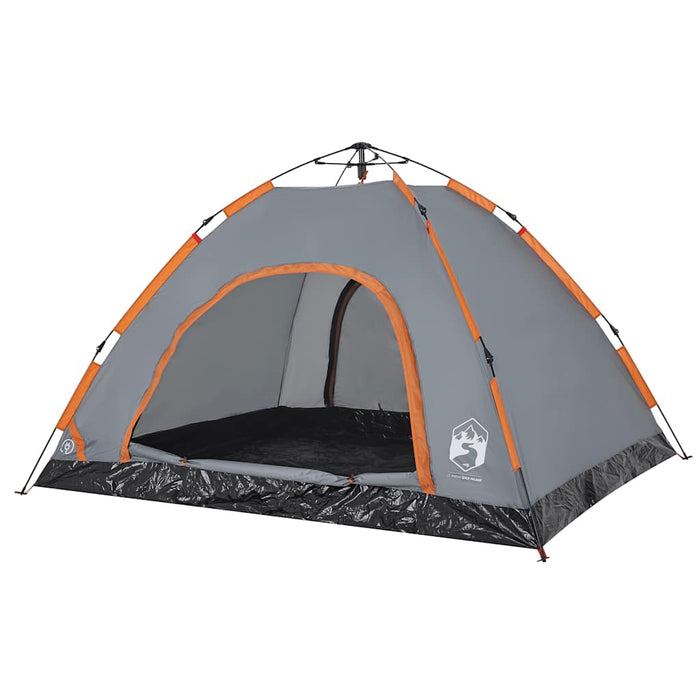 Cort de camping, 4 persoane, gri/portocaliu, setare rapidă - WALTI WALTI