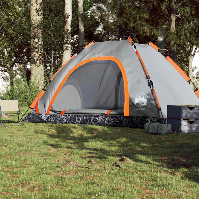 Cort camping, 5 persoane, gri/oranj, setare rapidă - WALTI WALTI