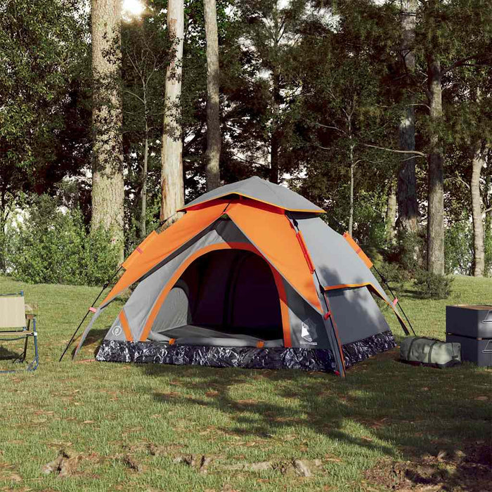Cort camping cupolă 3 persoane, gri/portocaliu, setare rapidă - WALTI WALTI