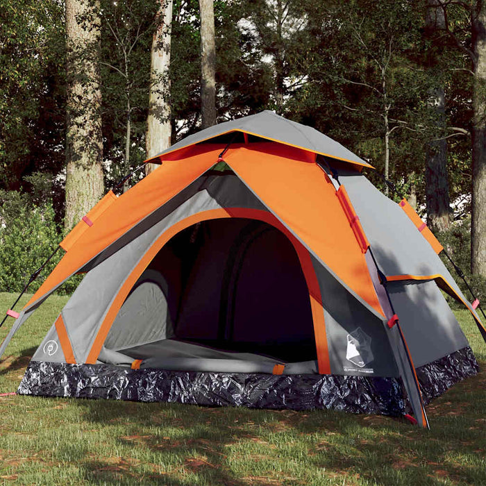 Cort camping cupolă 3 persoane, gri/portocaliu, setare rapidă - WALTI WALTI