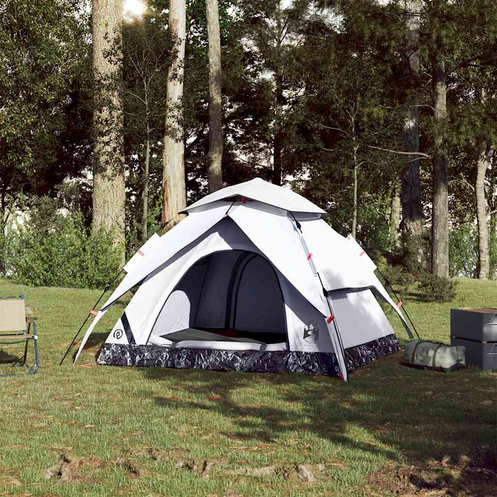 Cort de camping 4 persoane, alb opac, setare rapidă, țesătură - WALTI WALTI