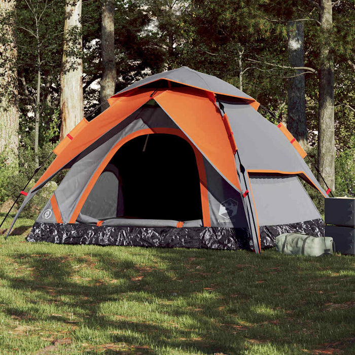 Cort camping cupolă 5 persoane, gri/portocaliu, setare rapidă - WALTI WALTI