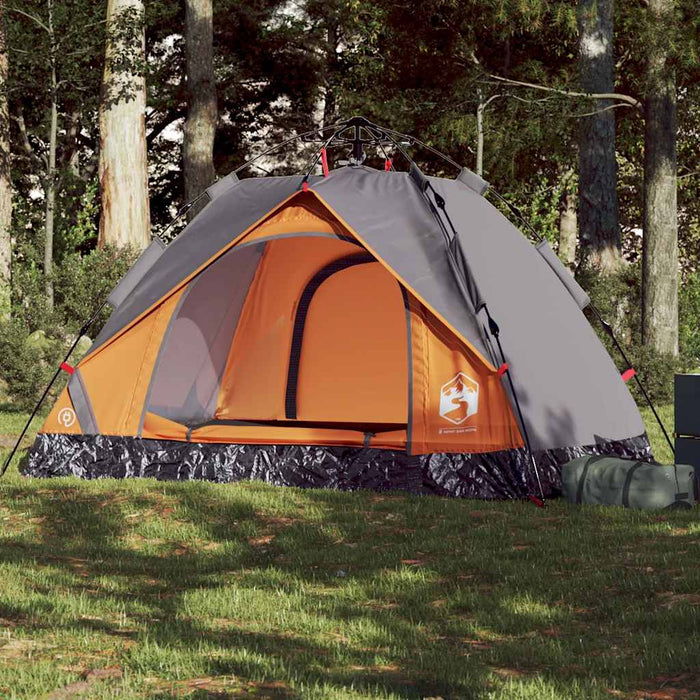 Cort camping cupolă 2 persoane, gri/portocaliu, setare rapidă - WALTI WALTI
