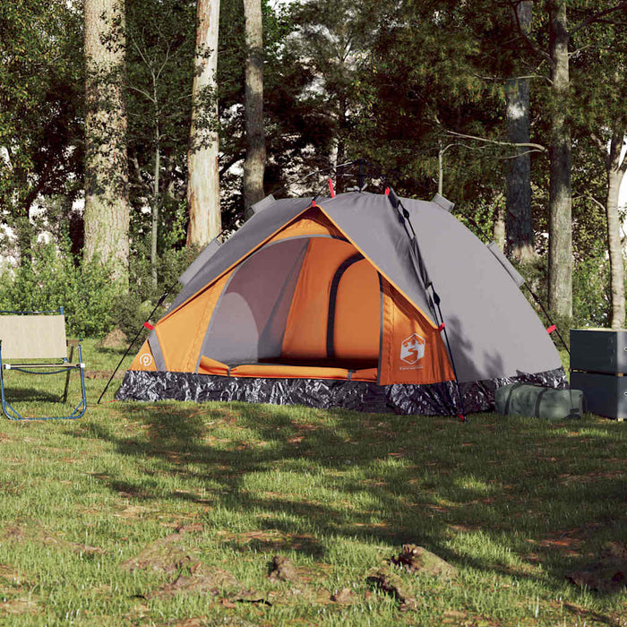 Cort camping cupolă 3 persoane, gri/portocaliu, setare rapidă - WALTI WALTI
