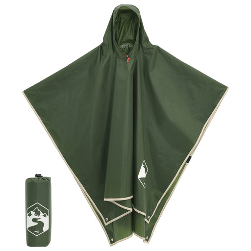 Poncho de ploaie cu glugă, design 2 în 1, verde, 223x145 cm - WALTI WALTI