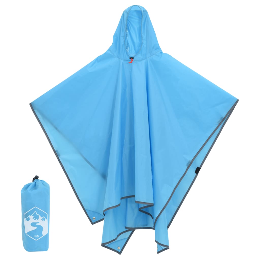 Poncho de ploaie cu glugă, design 2 în 1, albastru, 223x145 cm - WALTI