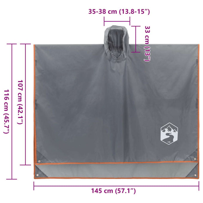Poncho ploaie cu glugă design 2 în 1 gri/portocaliu 223x145 cm - WALTI WALTI