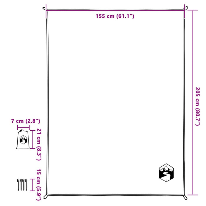 Pătură de picnic cu țăruși, verde, 205x155 cm - WALTI WALTI