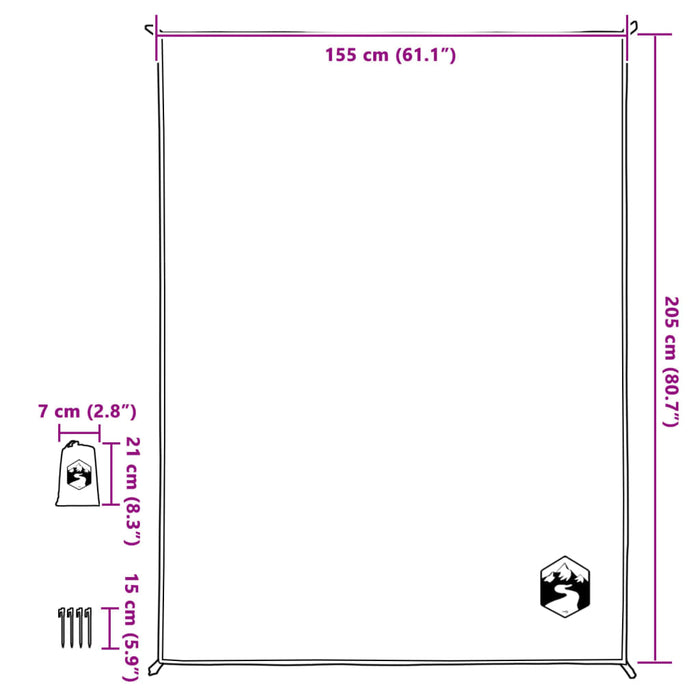 Pătură de picnic cu țăruși, albastru, 205x155 cm - WALTI WALTI