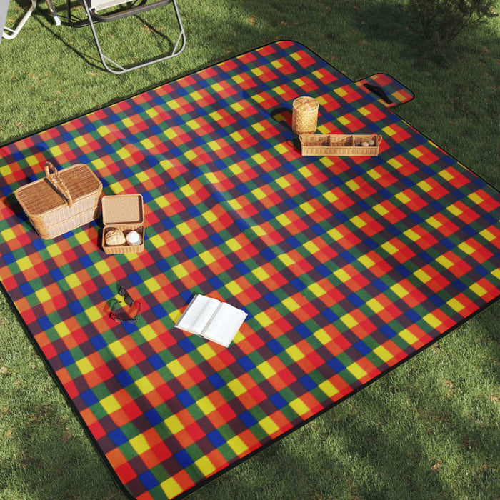 Pătură picnic pliabilă, carouri multicolor, 200x200 cm catifea - WALTI WALTI