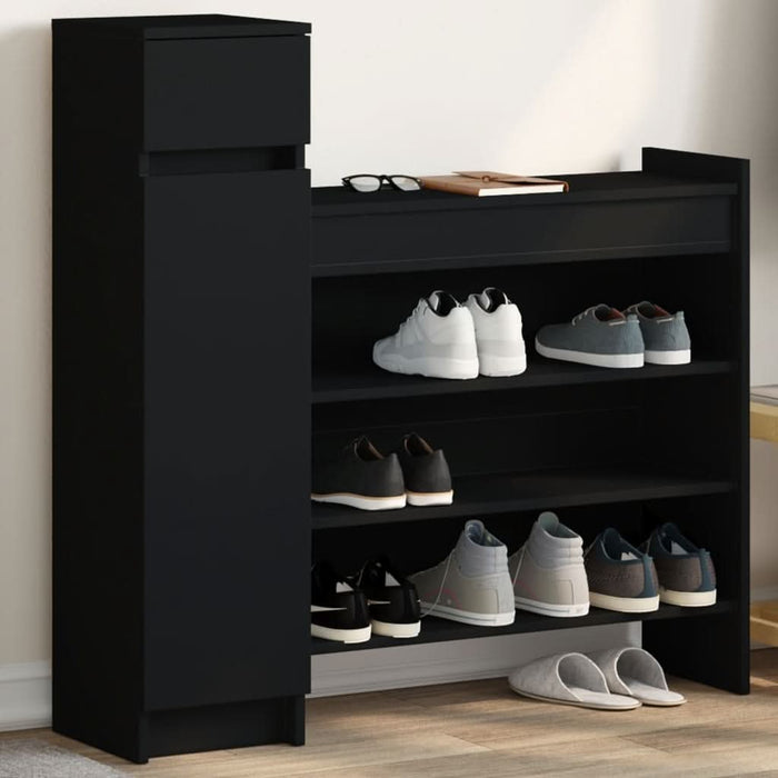 Pantofar, negru, 100,5x28x100 cm, lemn prelucrat - WALTI WALTI