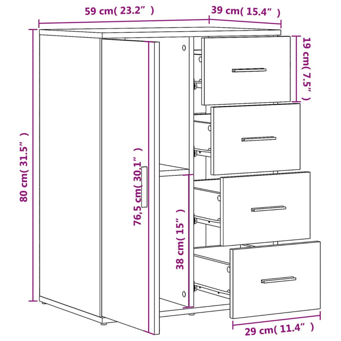 Dulap, alb, 59x39x80 cm, lemn prelucrat - WALTI WALTI