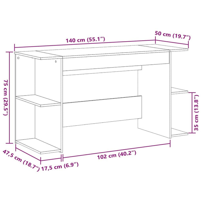 Birou, gri sonoma, 140x50x75 cm, lemn compozit - WALTI WALTI