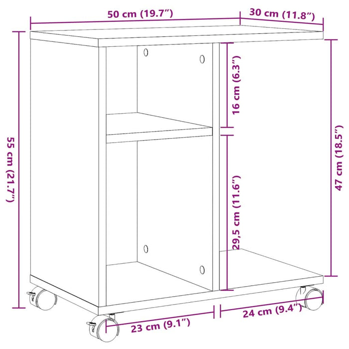 Masă laterală cu roți, gri sonoma 50x30x55 cm lemn prelucrat - WALTI WALTI