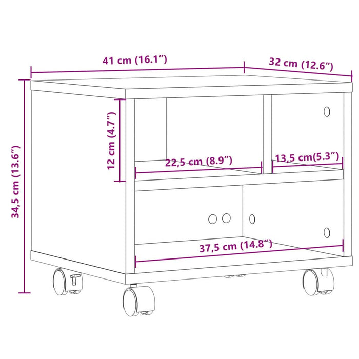 Suport pentru imprimantă cu roți, gri beton, 41x32x34,5 cm - WALTI WALTI