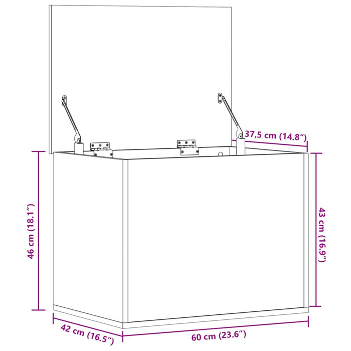 Cutie de depozitare, gri beton, 60x42x46 cm, lemn prelucrat - WALTI WALTI