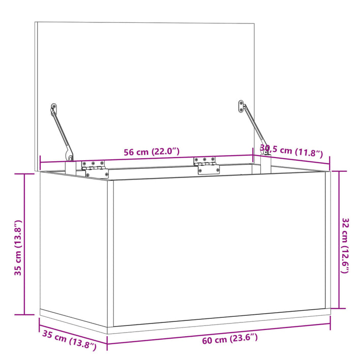 Cutie de depozitare, gri beton, 60x35x35 cm, lemn prelucrat - WALTI WALTI