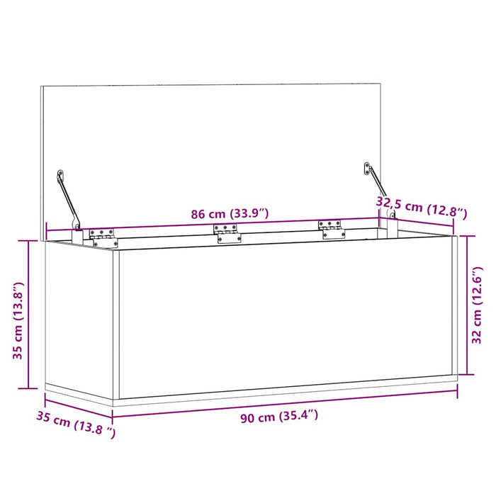 Cutie de depozitare, gri beton, 90x35x35 cm, lemn prelucrat - WALTI WALTI