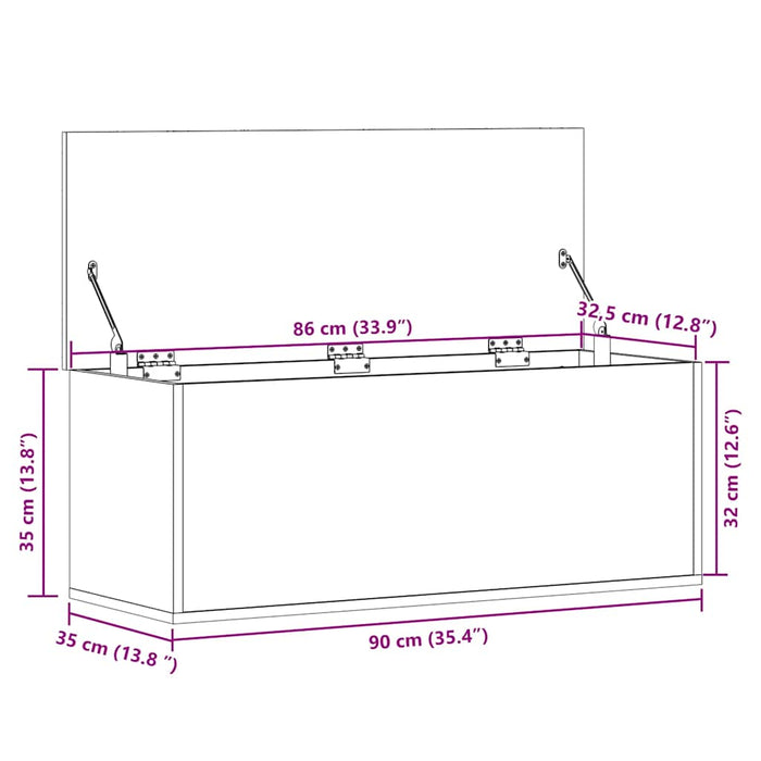 Cutie de depozitare, stejar fumuriu, 90x35x35 cm lemn prelucrat - WALTI WALTI