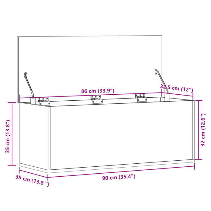 Cutie de depozitare, stejar maro, 90x35x35 cm, lemn prelucrat - WALTI WALTI