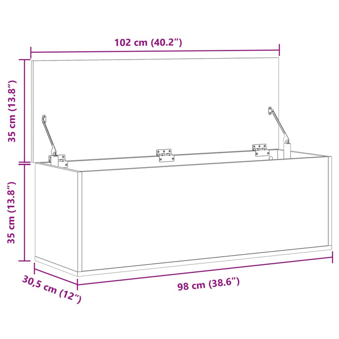 Cutie de depozitare, stejar fumuriu, 102x35x35cm lemn prelucrat - WALTI WALTI