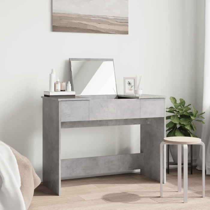 Masă de toaletă cu oglindă, gri beton, 100x45x76 cm - WALTI WALTI