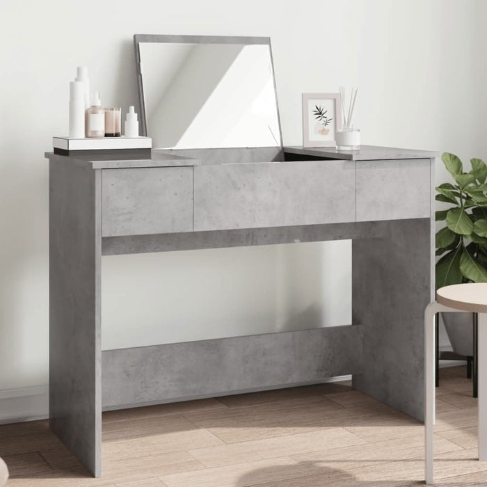 Masă de toaletă cu oglindă, gri beton, 100x45x76 cm - WALTI WALTI