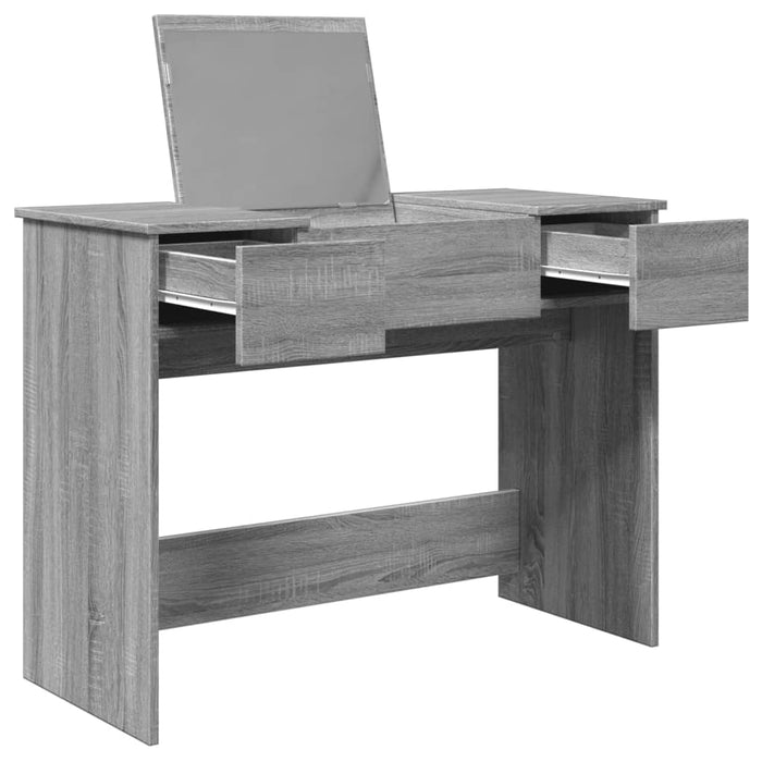 Masă de toaletă cu oglindă, gri sonoma, 100x45x76 cm WALTI
