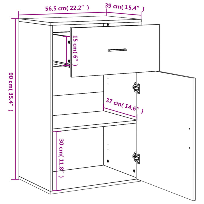 Dulap depozitare, stejar fumuriu, 56,5x39x90 cm, lemn prelucrat - WALTI WALTI