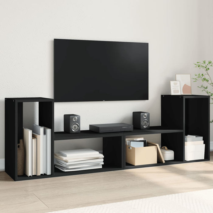 Dulap TV, 2 buc., negru, 75x30x50 cm, lemn prelucrat - WALTI WALTI