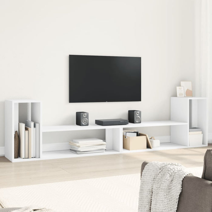 Dulap TV, 2 buc., alb, 100x30x50 cm, lemn prelucrat - WALTI WALTI