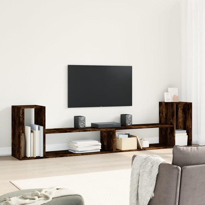 Dulap TV, 2 buc., stejar fumuriu, 100x30x50 cm, lemn prelucrat - WALTI WALTI