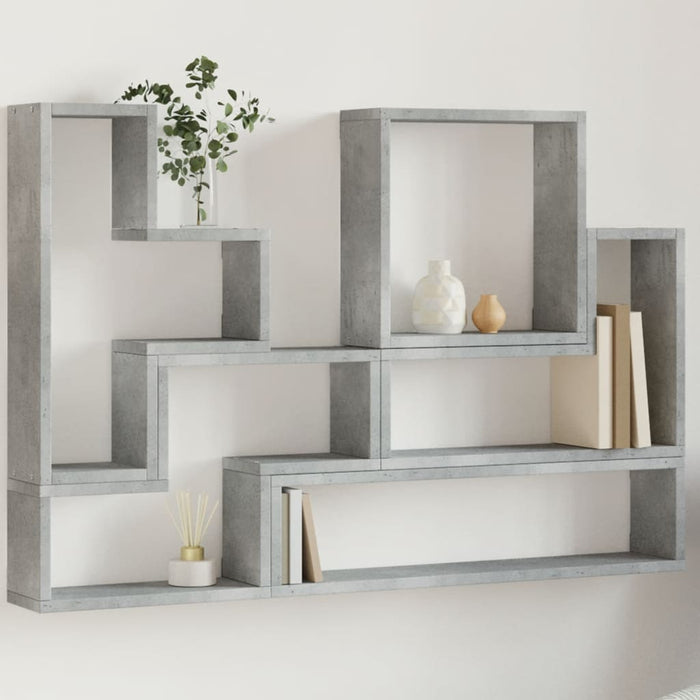 Raft de perete, gri beton, 96x12x64 cm, lemn prelucrat - WALTI WALTI
