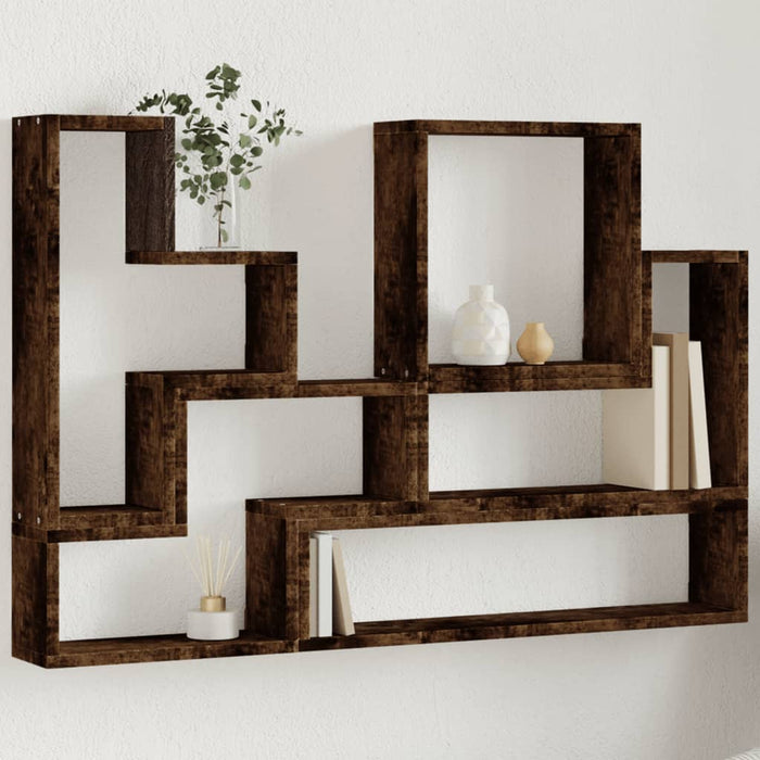Raft de perete, stejar fumuriu, 96x12x64 cm, lemn prelucrat - WALTI WALTI