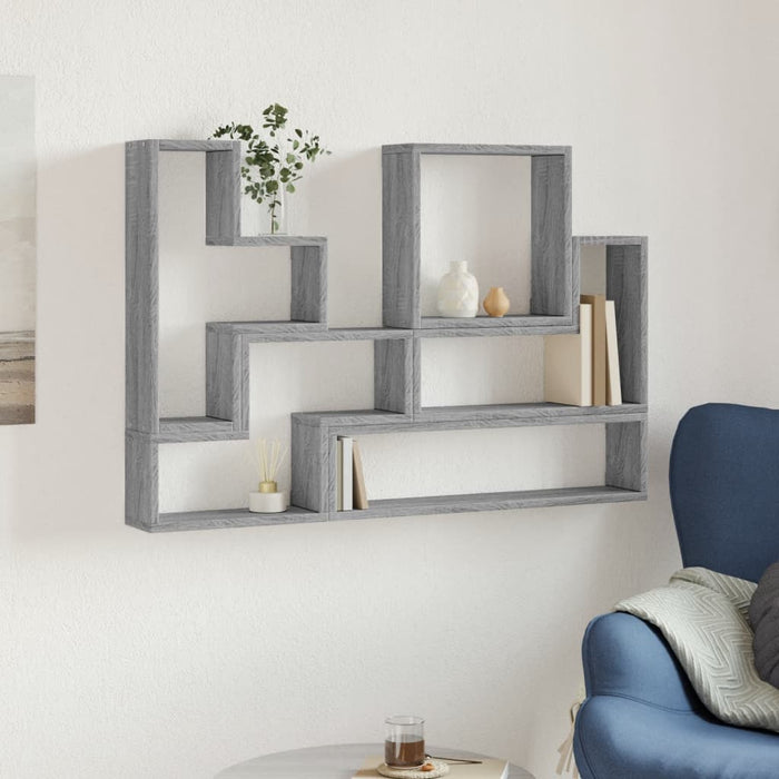 Raft de perete, gri sonoma, 96x12x64 cm, lemn prelucrat - WALTI WALTI