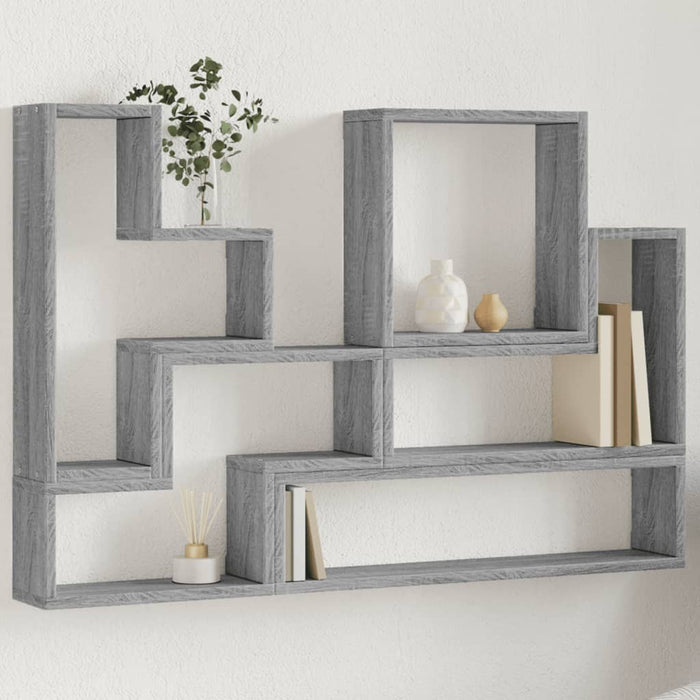 Raft de perete, gri sonoma, 96x12x64 cm, lemn prelucrat - WALTI WALTI