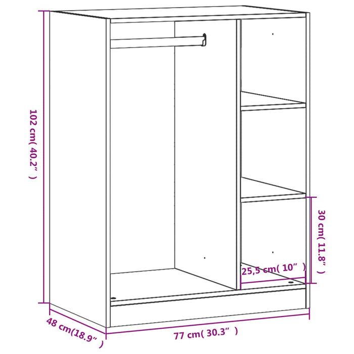 Dulap, stejar fumuriu, 77x48x102 cm, lemn prelucrat - WALTI WALTI