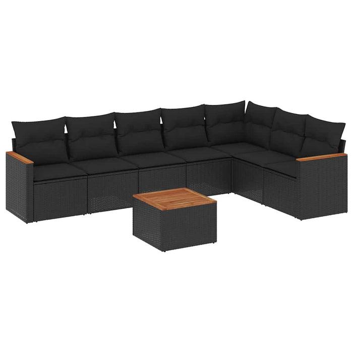 Set mobilier de grădină cu perne, 8 piese, negru, poliratan - WALTI WALTI