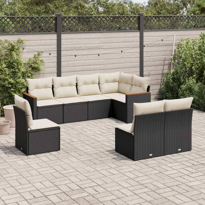 Set mobilier de grădină cu perne, 8 piese, negru, poliratan - WALTI WALTI