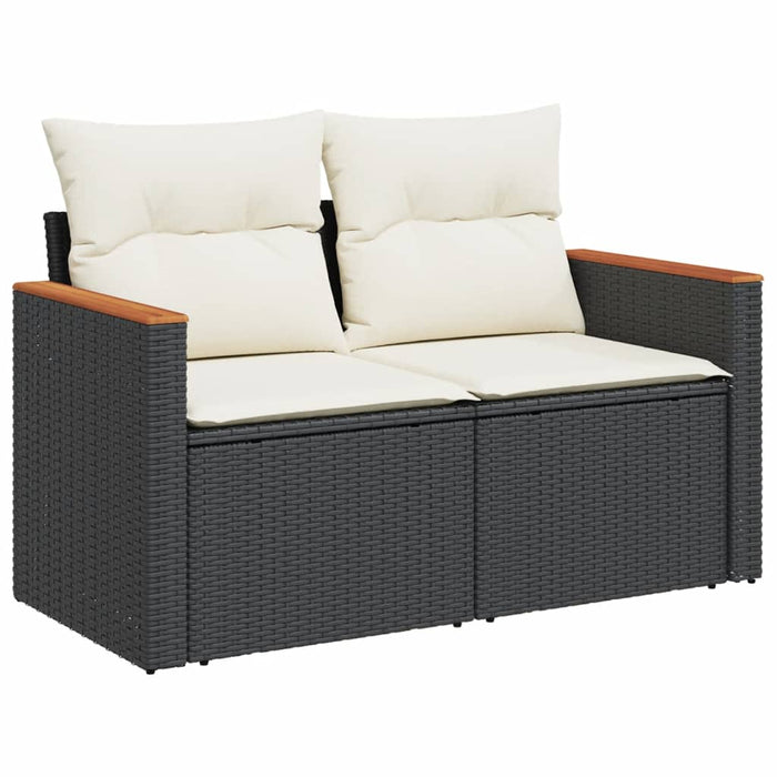 Set canapele de grădină cu perne, 10 piese, negru, poliratan WALTI